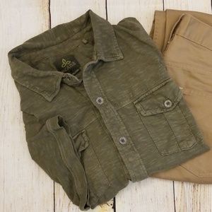 PrAna Green Montroyal Full Front Button Shirt
